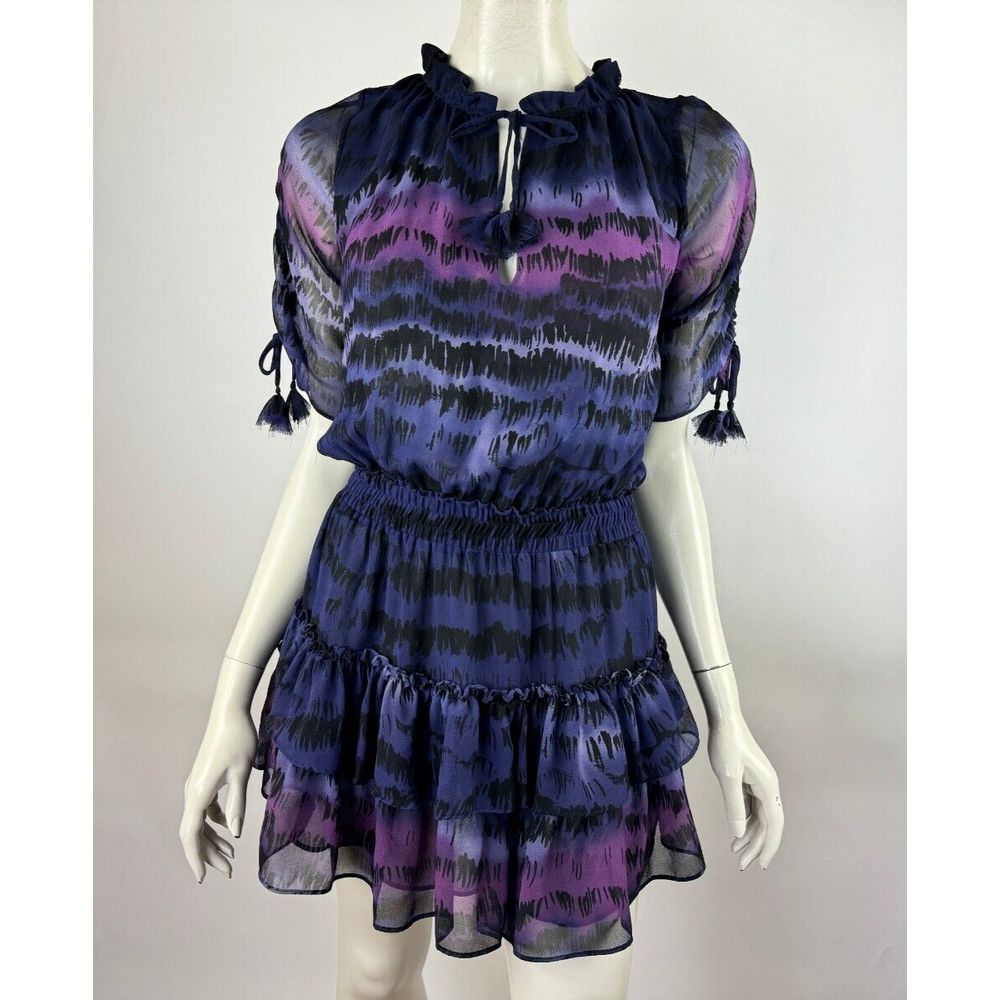 Misa La Becca Mini Dress Women Xs Euc Tie Dye Short Sleeve Tassel Tie